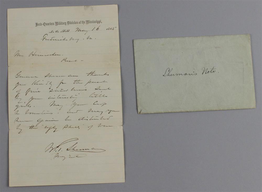 Appraisal: GENERAL WILLIAM TECUMSEH SHERMAN SIGNED NOTE ON MISSISSIPPI HEADQUARTERS MILITARY