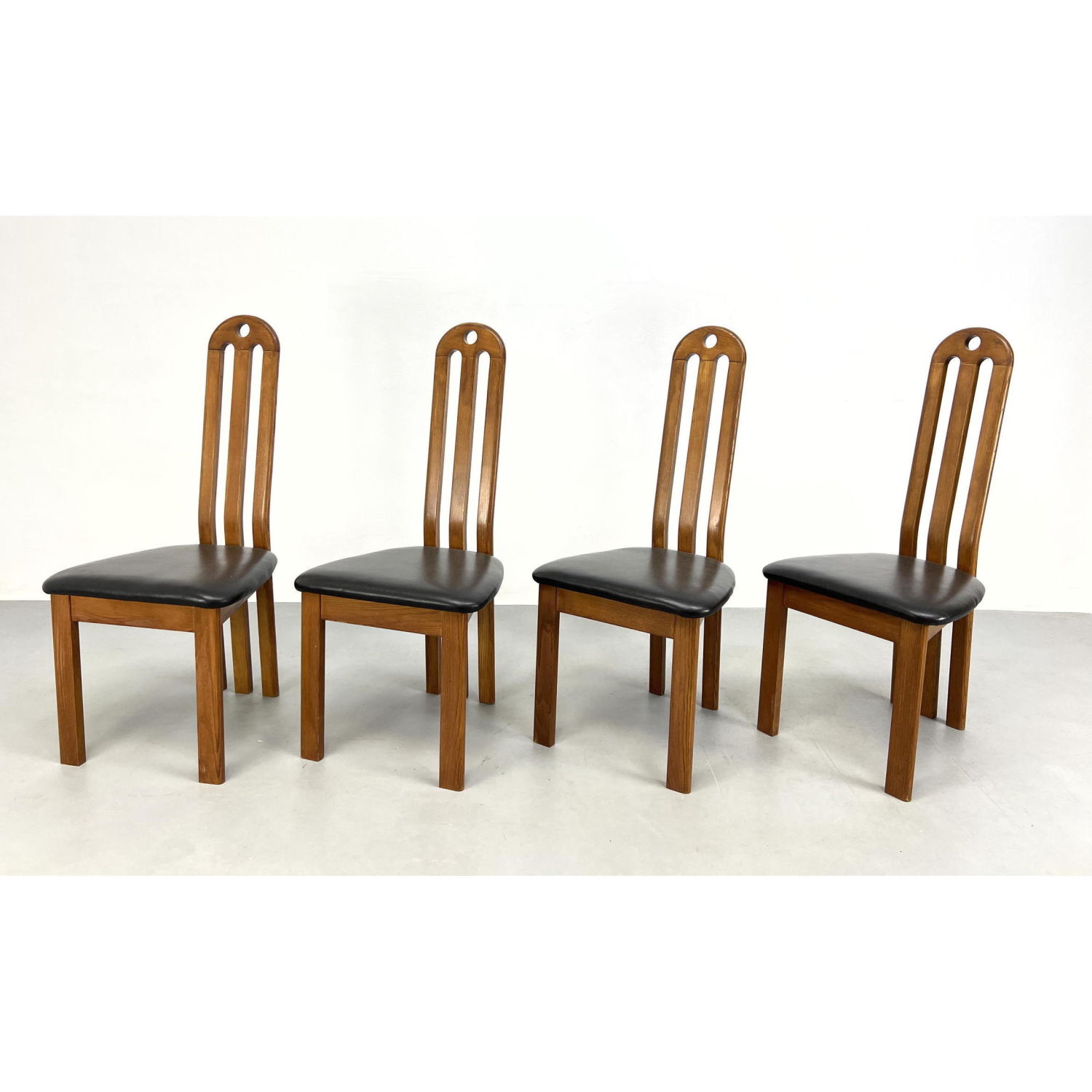 Appraisal: Set Teak Modern Tall Back Dining Chairs Four Side Chairs