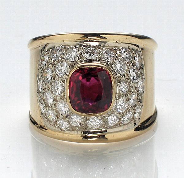 Appraisal: A ruby an diamond ring ruby weighing an estimated carats