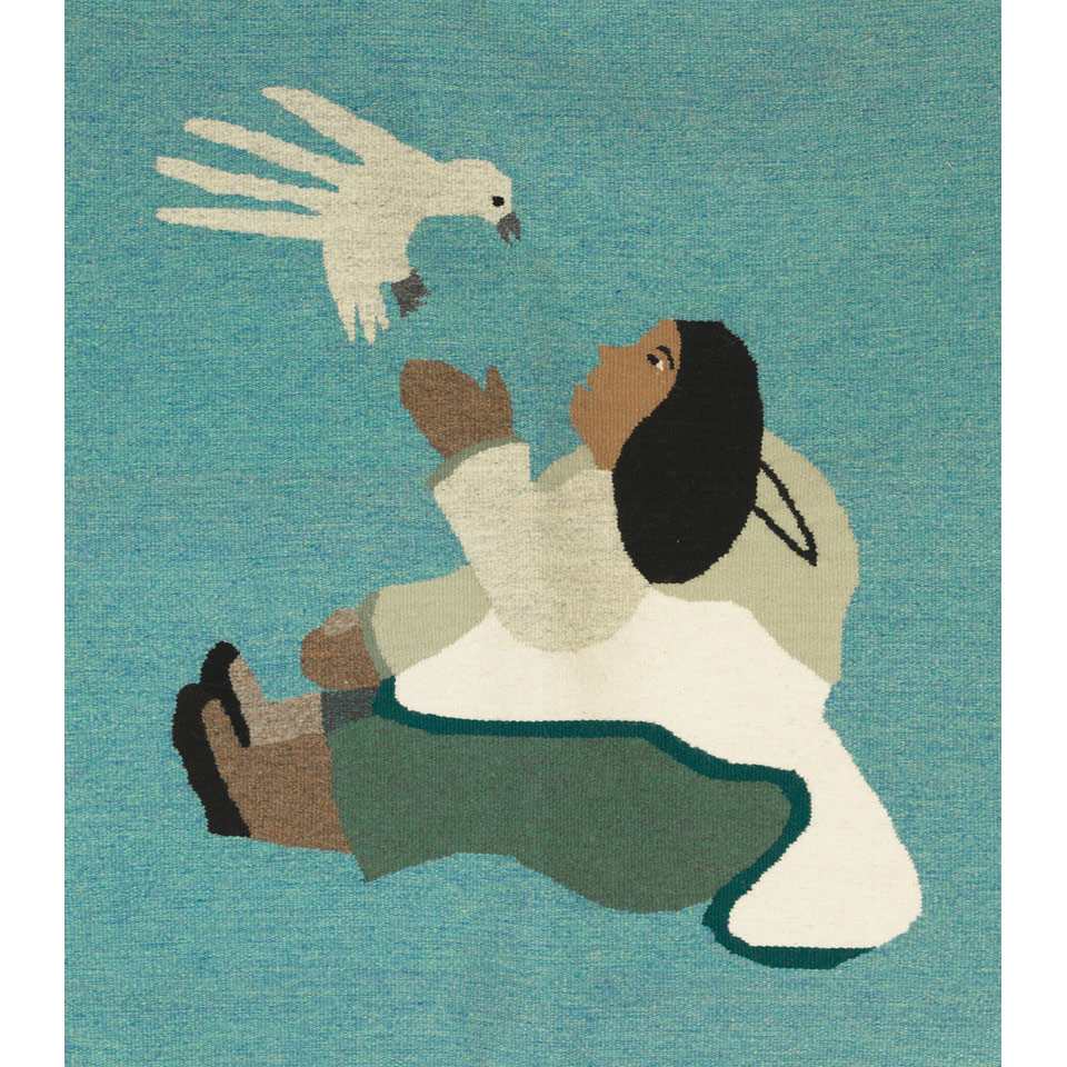 Appraisal: ANNIE PITSIULAK - E - Pangnirtung WOMAN AND BIRD EMBRACING