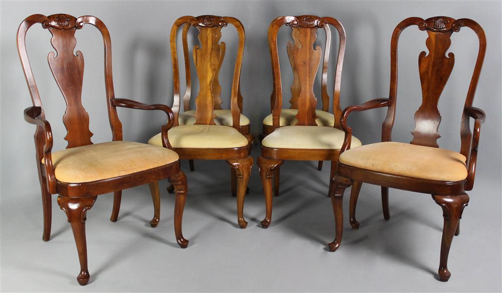 Appraisal: SET OF SIX QUEEN ANNE STYLE CHERRYWOOD DINING CHAIRS comprising