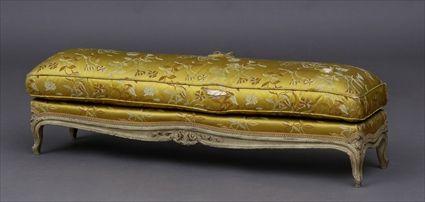 Appraisal: LOUIS XV CARVED AND CREAM-PAINTED LONG TABOURET The narrow rectangular