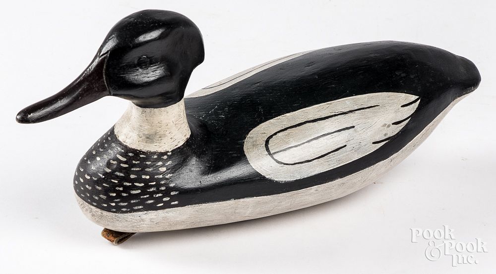 Appraisal: Contemporary merganser duck decoy Contemporary carved and painted merganser duck