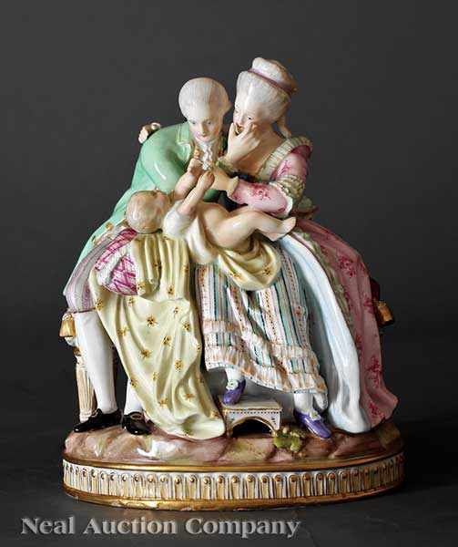 Appraisal: A Meissen Polychrome Porcelain Figural Group of a Couple Cradling