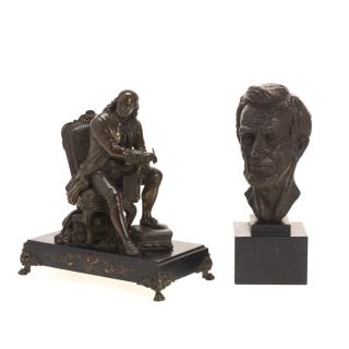 Appraisal: American bronzed presidential sculptures American bronzed presidential sculptures th c