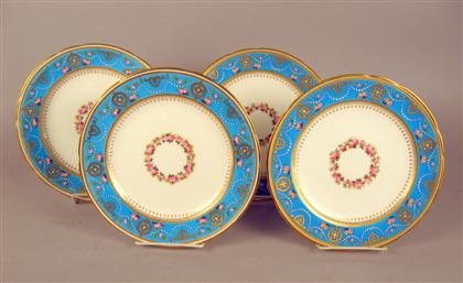 Appraisal: Four Mintons 'jeweled' cabinet plates retailed by caldwell co Each