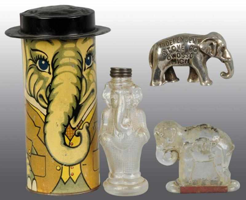 Appraisal: Lot of Elephant Advertising Pieces Description Includes one paperweight and