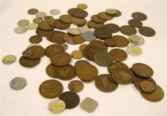 Appraisal: COINS Lot of approx foreign coins and US tokens along