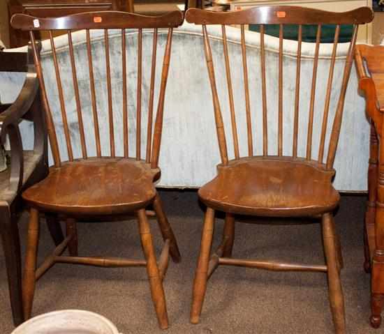 Appraisal: Pair of Windsor style plank-seat spindle-back side chairs and a