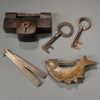 Appraisal: Two Metal Locks with Keys Korea th th century a