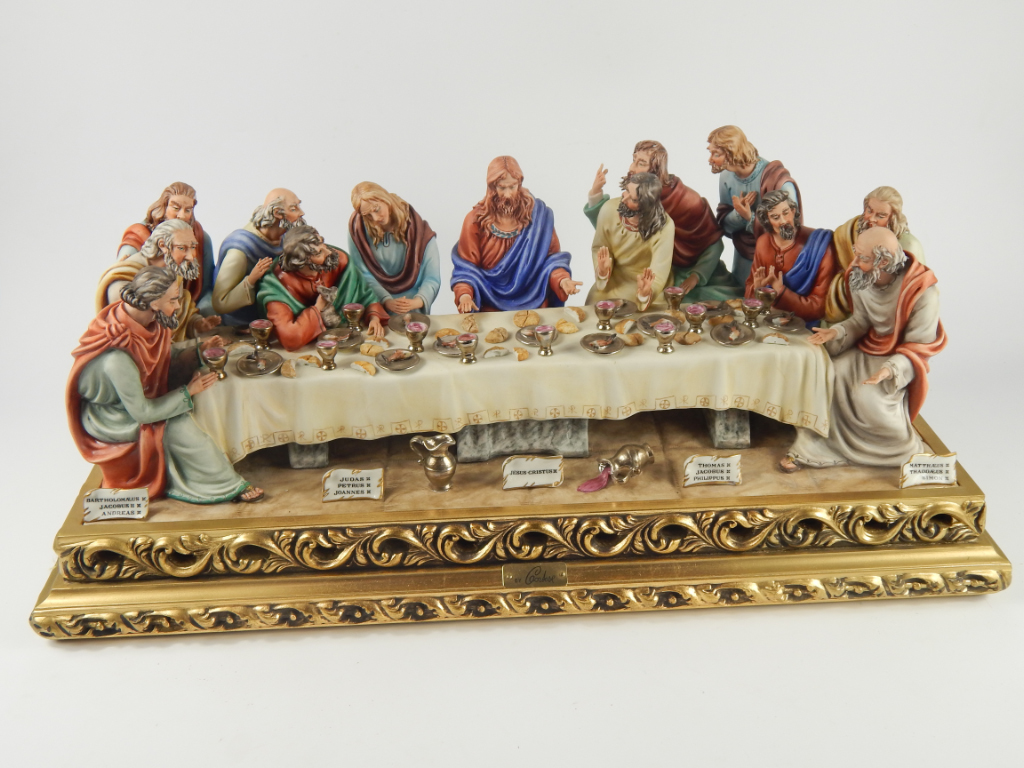 Appraisal: A Capodimonte porcelain figure group of The Last Supper by