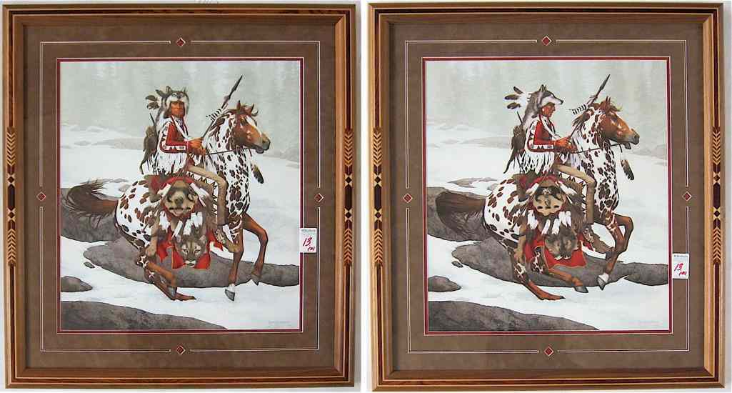 Appraisal: BEV DOOLITTLE TWO COLOR LITHOGRAPHS California b titled ''Guardian Spirits''