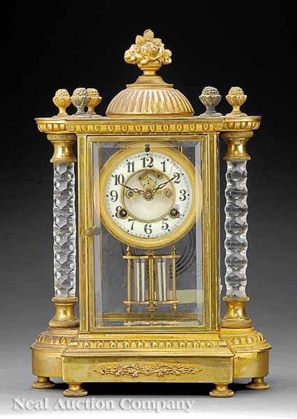 Appraisal: A Gilt Bronze and Crystal Regulator Clock c movement marked