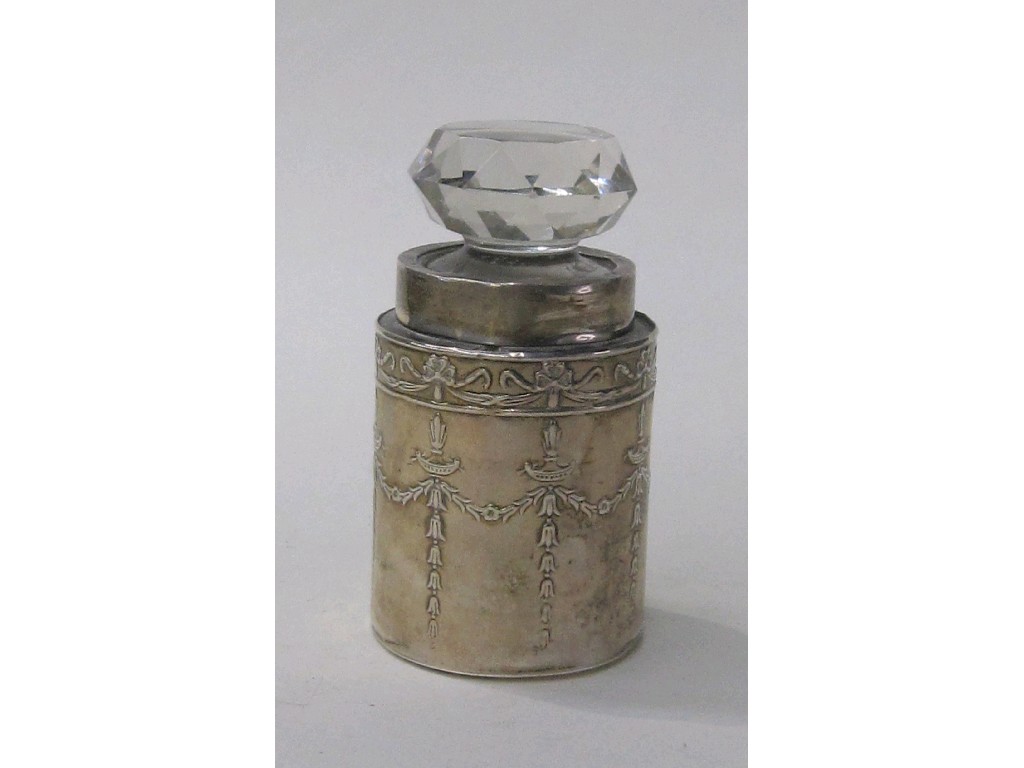 Appraisal: Silver overlaid glass scent bottle glass def Birmingham