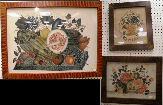 Appraisal: Three reproduction theorem watercolor paintings still lifes all with grain