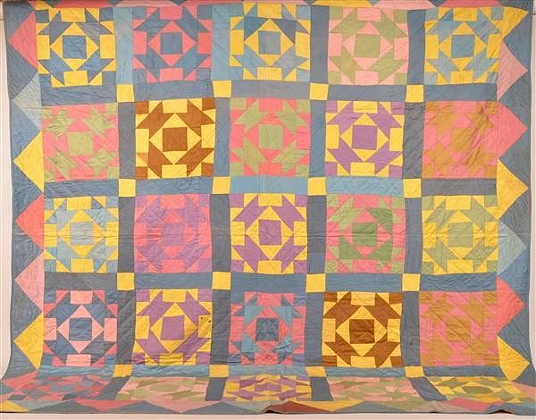 Appraisal: Geometric Block Pattern Patchwork Quilt Vintage Geometric Block Pattern Patchwork