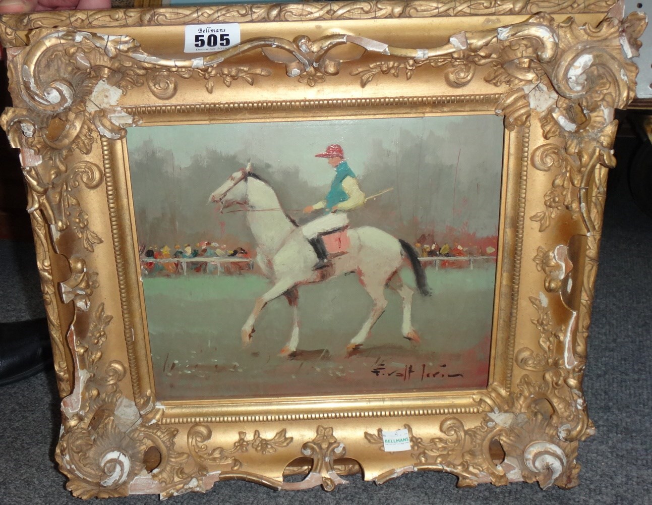 Appraisal: Fivalt Lirim th century Racehorse with jockey up oil on