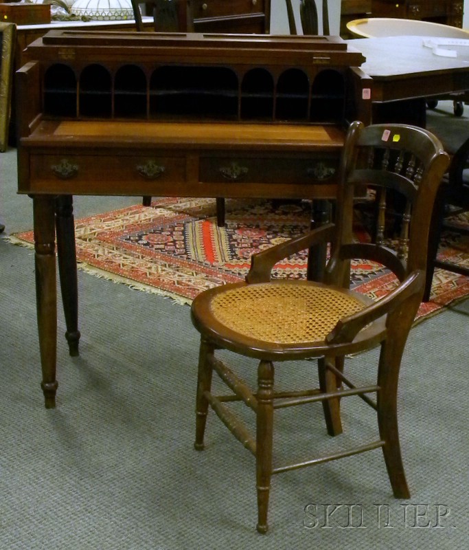 Appraisal: Late Victorian Mahogany Lady's Writing Desk with a Caned Carved