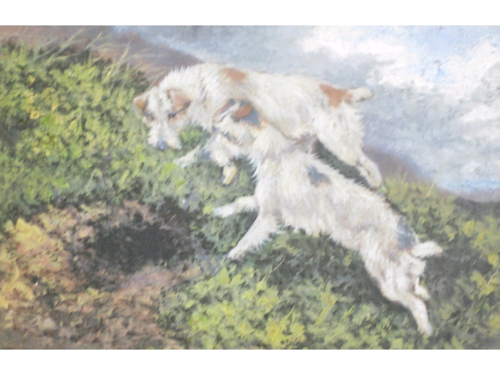 Appraisal: ATTRIBUTED TO SYLVESTER MARTIN Two terriers by a hole oil