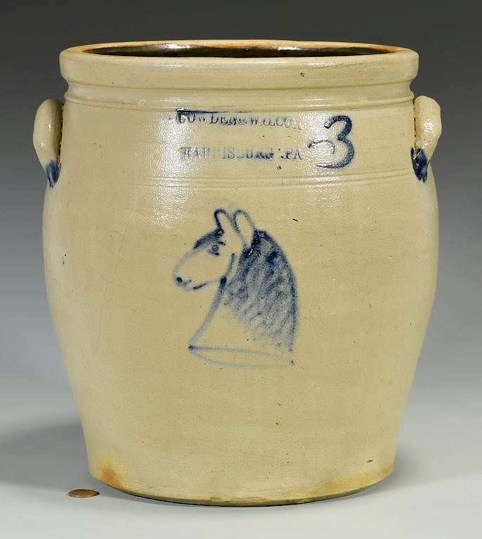 Appraisal: Cowden Wilcox Stoneware Jar w Horse Cowden and Wilcox Harrisburg