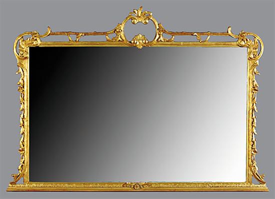 Appraisal: Rococo style carved giltwood overmantle mirror rectangular form surmounted with