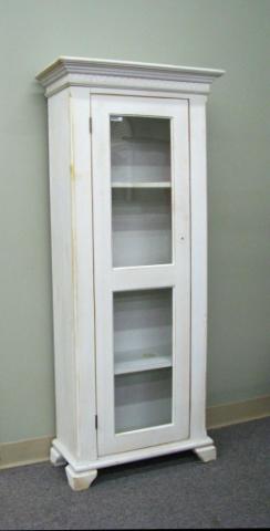 Appraisal: Antique style white washed pine cupboard single door with two