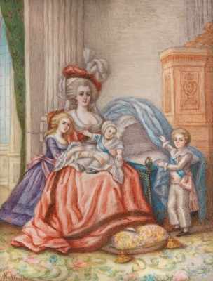 Appraisal: A Miniature Painting of Marie Antoinette and Her Children Signed