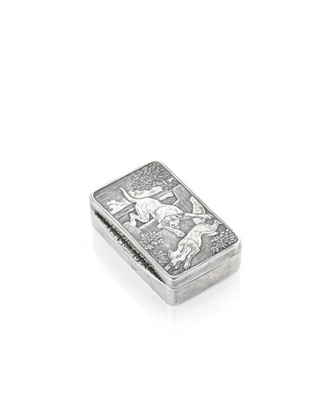 Appraisal: An Edwardian silver hunting vesta Birmingham of simple rectangular form