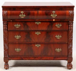 Appraisal: AMERICAN MAHOGANY CHEST OF DRAWERS H L D A four-drawer