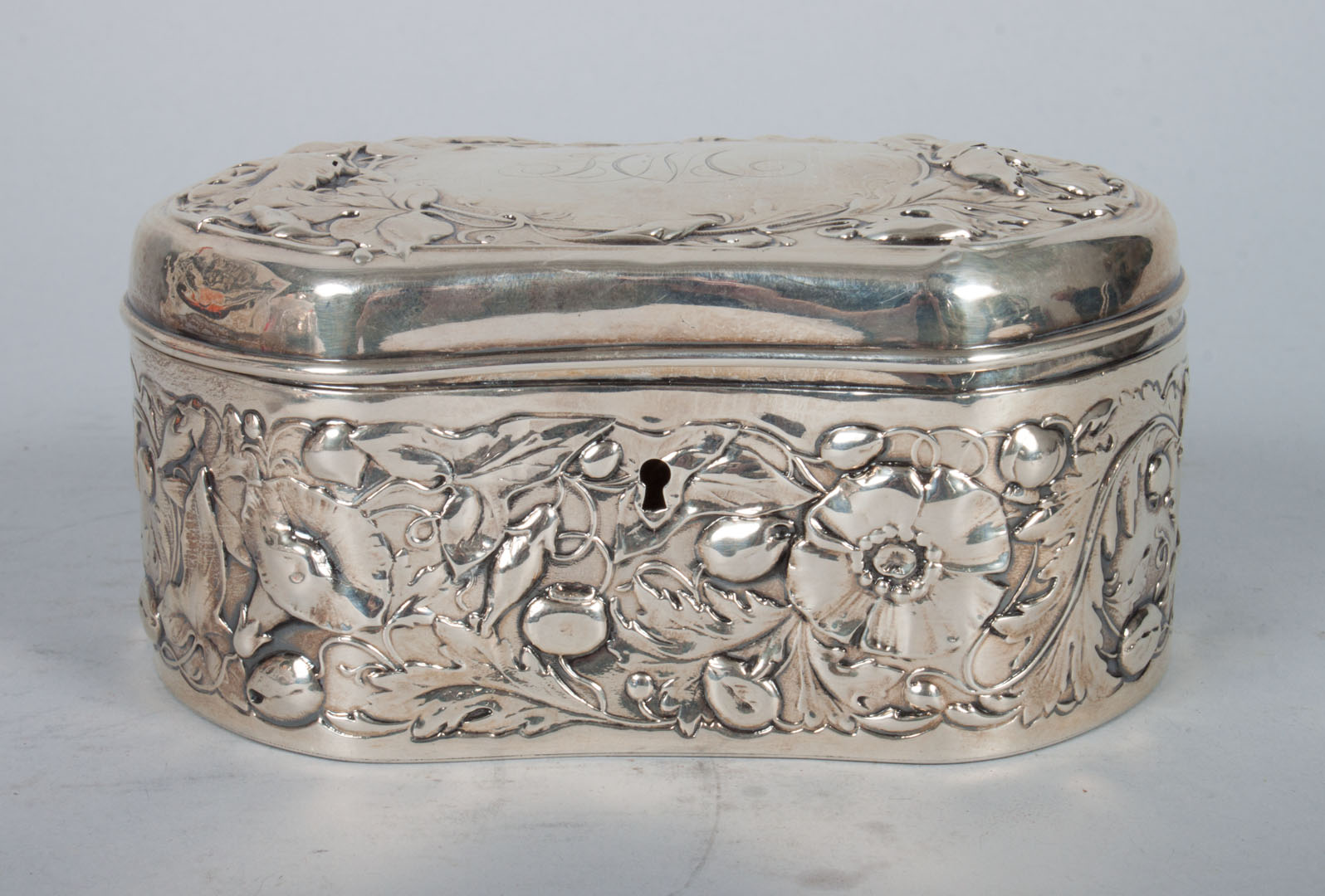 Appraisal: Gorham repousse sterling silver trinket box x x in H