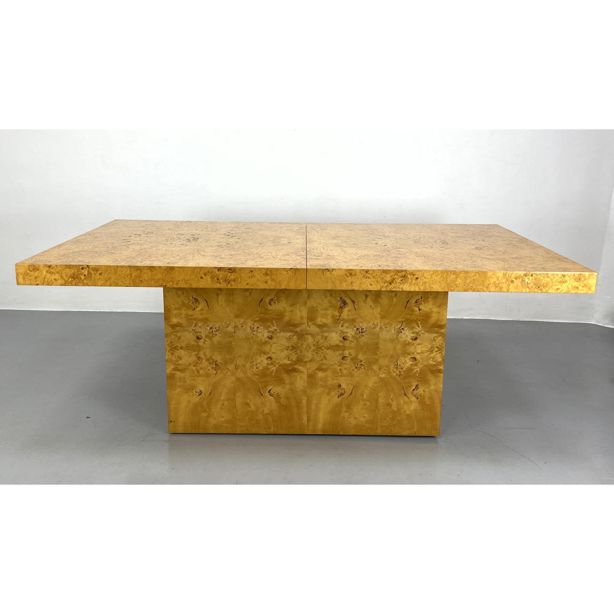 Appraisal: Burl Wood Modernist Dining Table Burl Rectangular Pedestal Base Extends