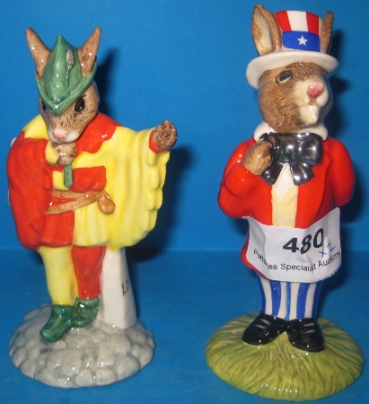 Appraisal: Royal Doulton Bunnykins Figures Minstrel DB With Certficate and Uncle