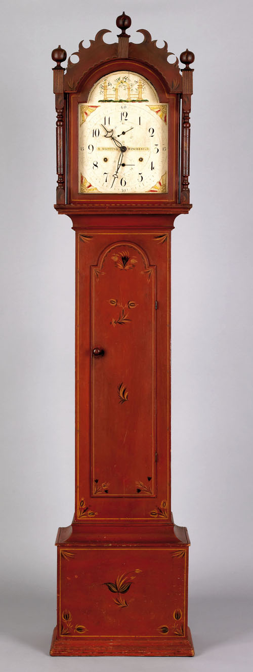 Appraisal: Connecticut painted pine tall case clock ca with a -hr