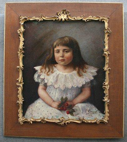 Appraisal: OIL CANVAS PORTRAIT OF A YOUNG GIRL SIGNED E CAMOS