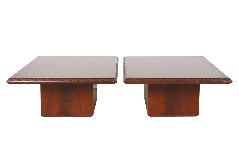 Appraisal: PAIR FRANK LLOYD WRIGHT FOR HENREDON END TABLESsigned to underside