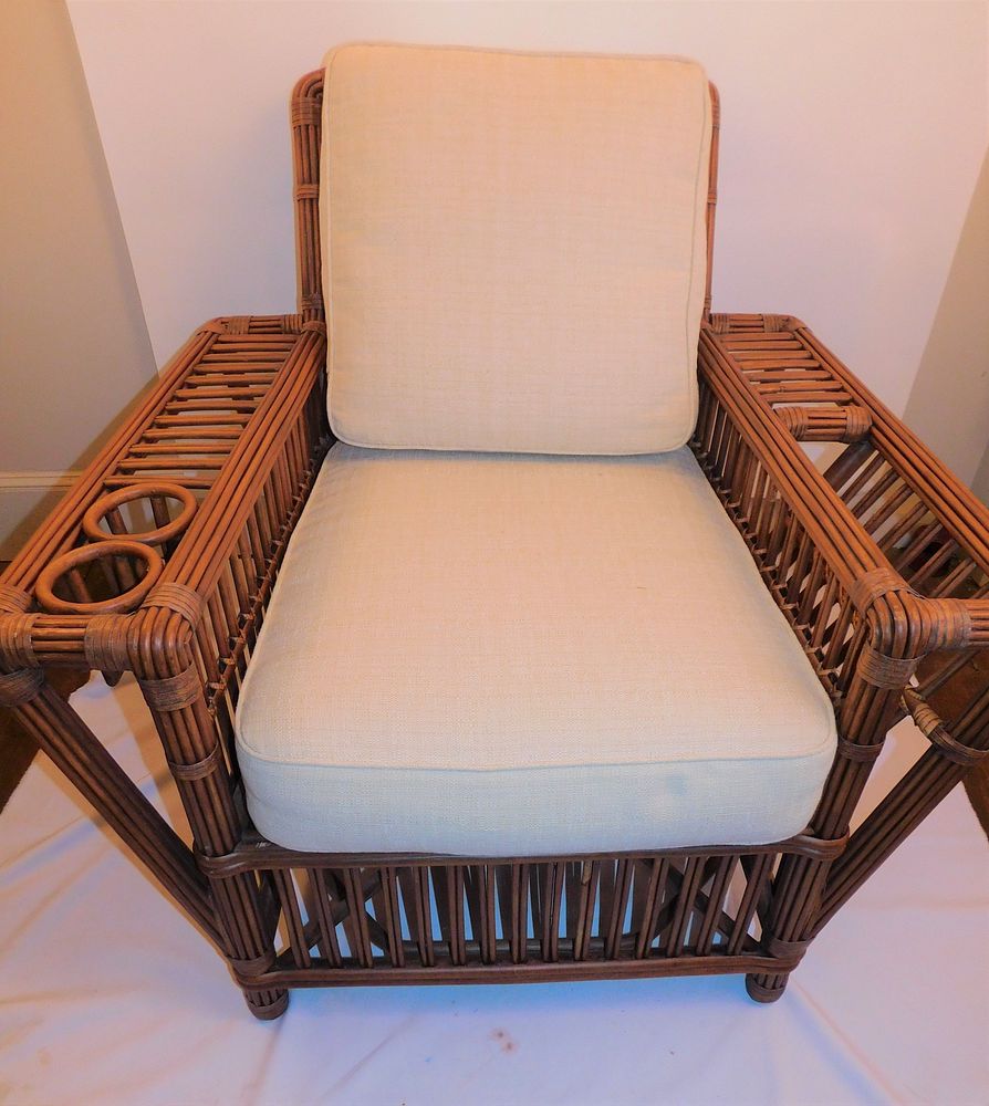 Appraisal: PALECEK RATTAN A C CHAIR Vintage pole rattan Arts and