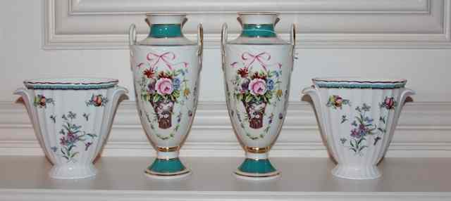 Appraisal: A PAIR OF MINTON ROSE BASKET PATTERN PORCELAIN VASES each