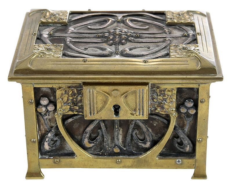 Appraisal: European Art Nouveau Jewelry Box th century rectangular form with