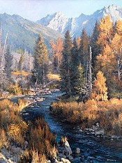 Appraisal: Michael Godfrey Present Autumn Riveroil on canvas x in