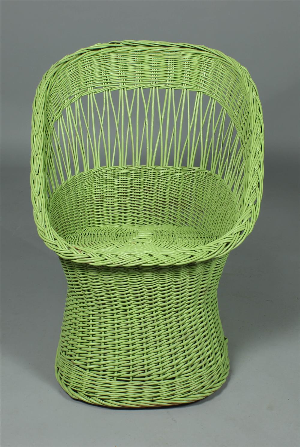 Appraisal: CHILD'S GREEN WICKER CHAIR ESTATE OF TOM CLANCY of oval