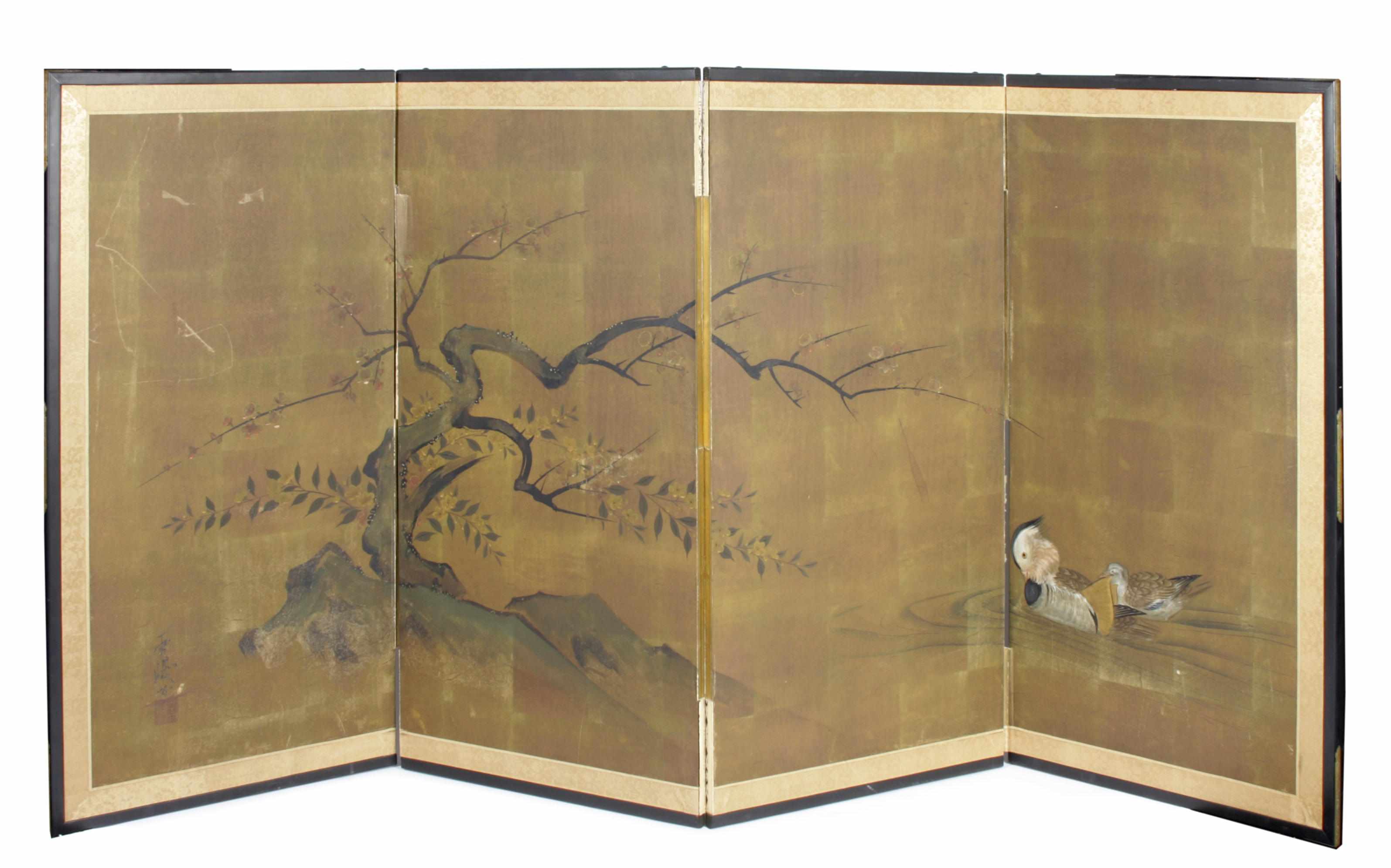 Appraisal: A Japanese four panel paper screen th centuryheight in width