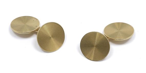 Appraisal: GOLD CUFFLINKS circa Yellow gold g Twin panel cufflinks of