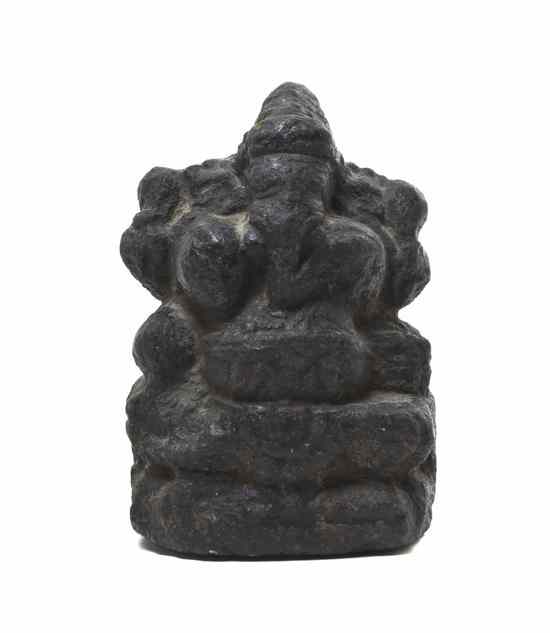 Appraisal: An Indian Black Stone Figure of Ganesha likely Bihar th