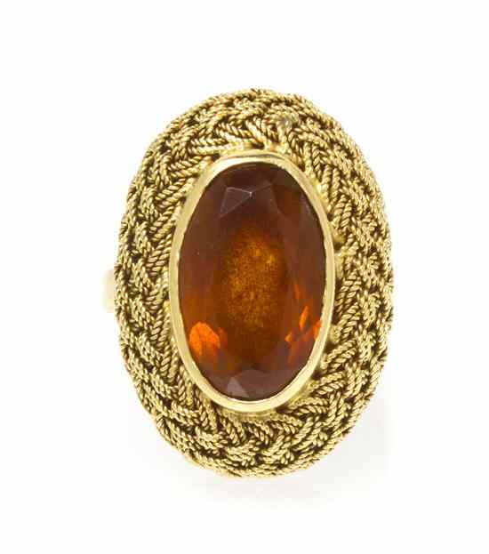 Appraisal: An Karat Yellow Gold and Citrine Ring Italian containing one