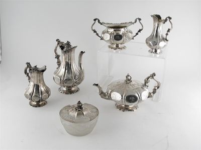 Appraisal: A Victorian six piece tea and coffee service shaped circular