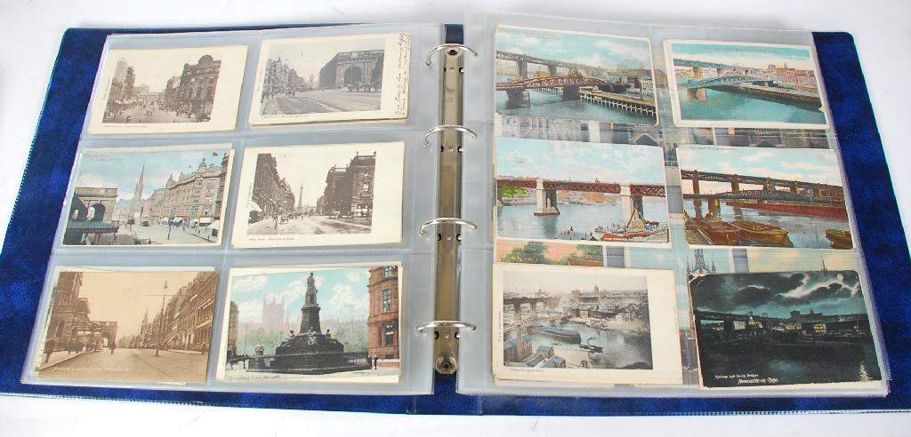 Appraisal: PLASTIC LOOSE LEAF ALBUM containing approximately pre war postcards all