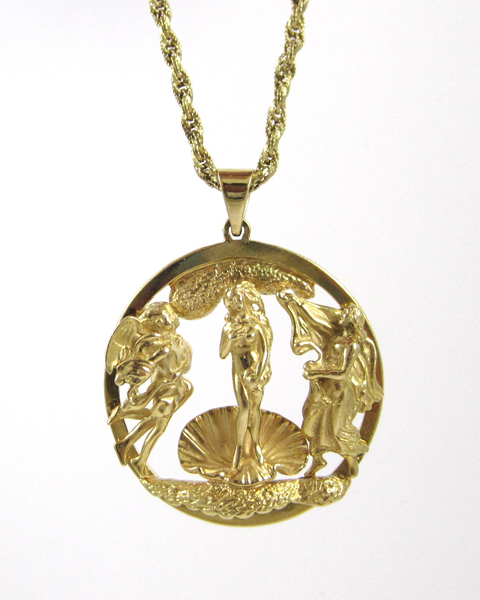 Appraisal: FOURTEEN KARAT GOLD PENDANT NECKLACE suspended on an - inch