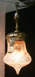 Appraisal: A cut crystal and brass hanging lamp cm