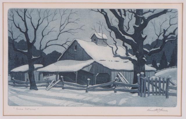 Appraisal: Two Kenneth Reeves Aquatints including Snow Patterns and The Road