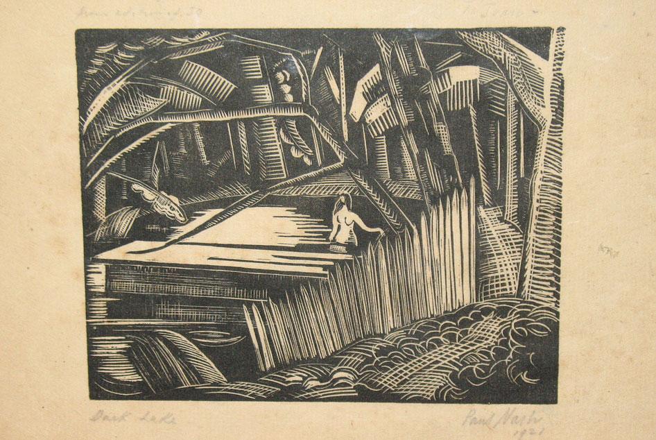 Appraisal: PAUL NASH Dark Lake wood block print signed titled and